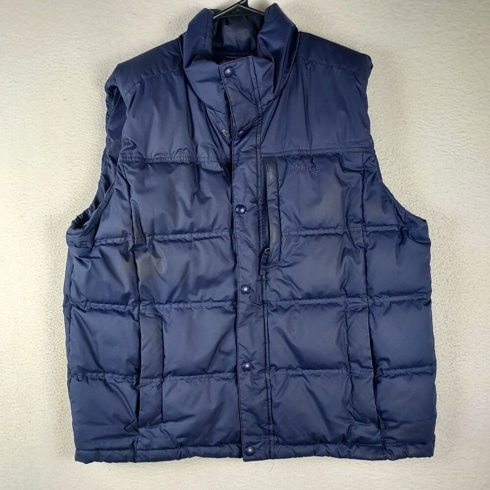 L.L.Bean Down Puffer Vest Mens XL Blue Full Zip Insulated Outdoor Jacket